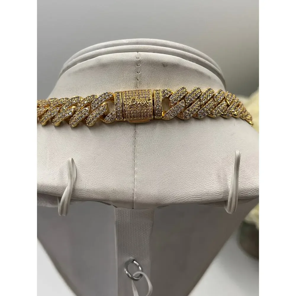 Gold Presidents Designer‎ Pres Cuban Link Cubic Zirconia 18k Gold Plated (12MM)